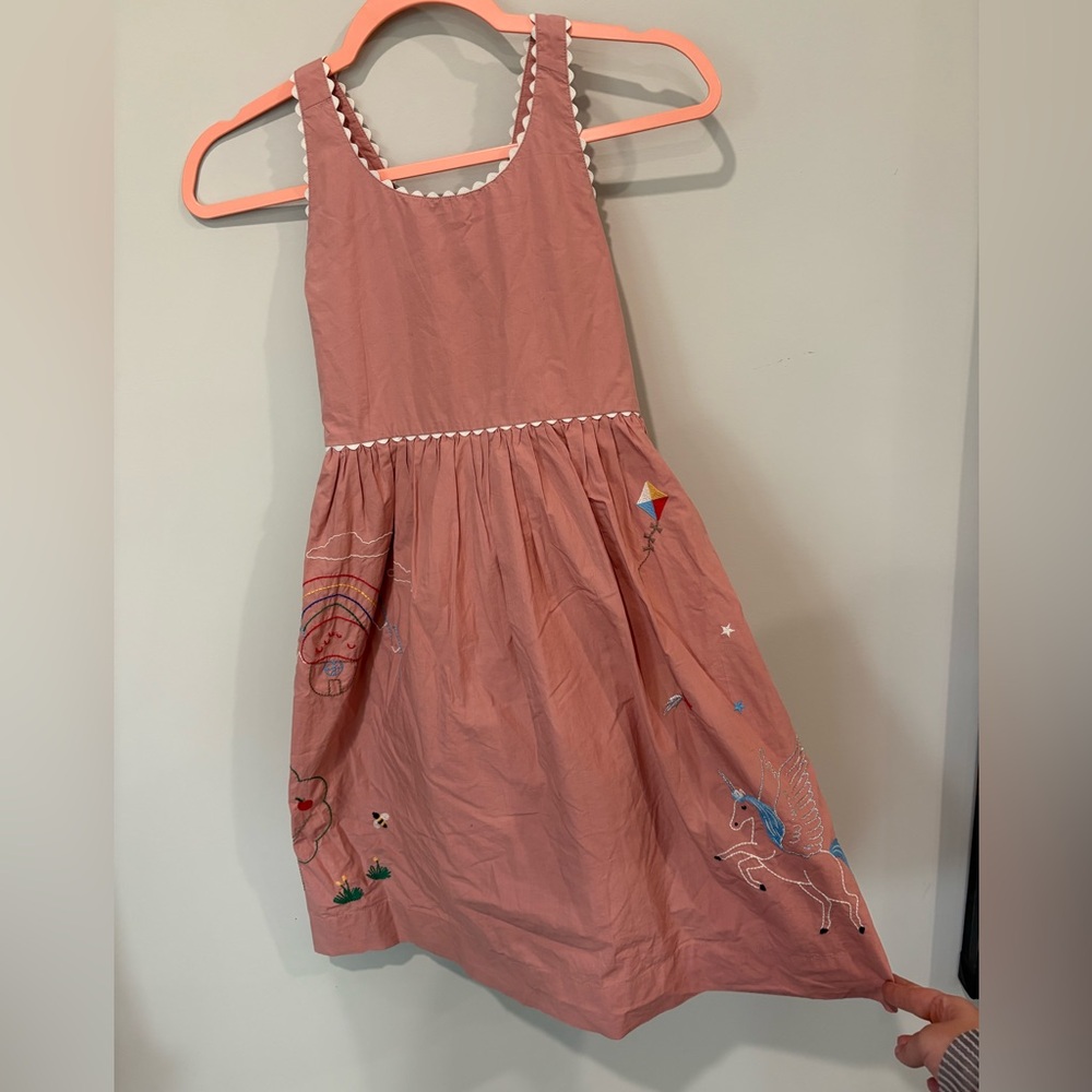 Hannah Andersson Girls Pink Apron Dress